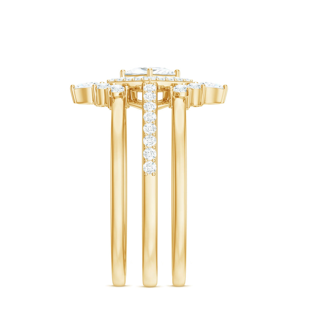 1.25 CT Princess Cut Zircon Trio Wedding Ring Set in Gold