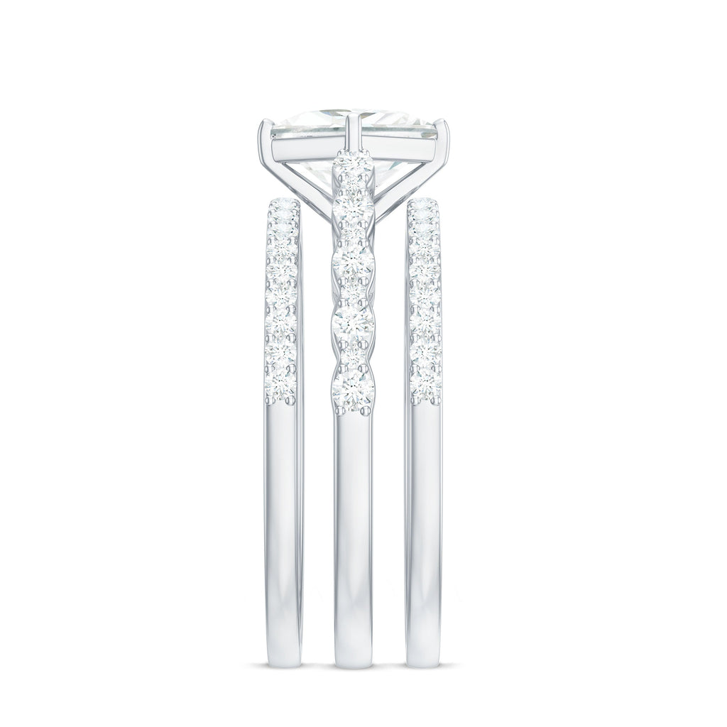 Princess Cut Moissanite 3 Piece Bridal Ring Set