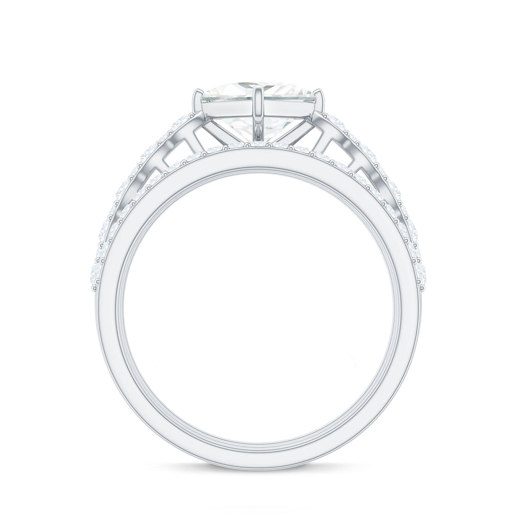 Princess Cut Moissanite 3 Piece Bridal Ring Set