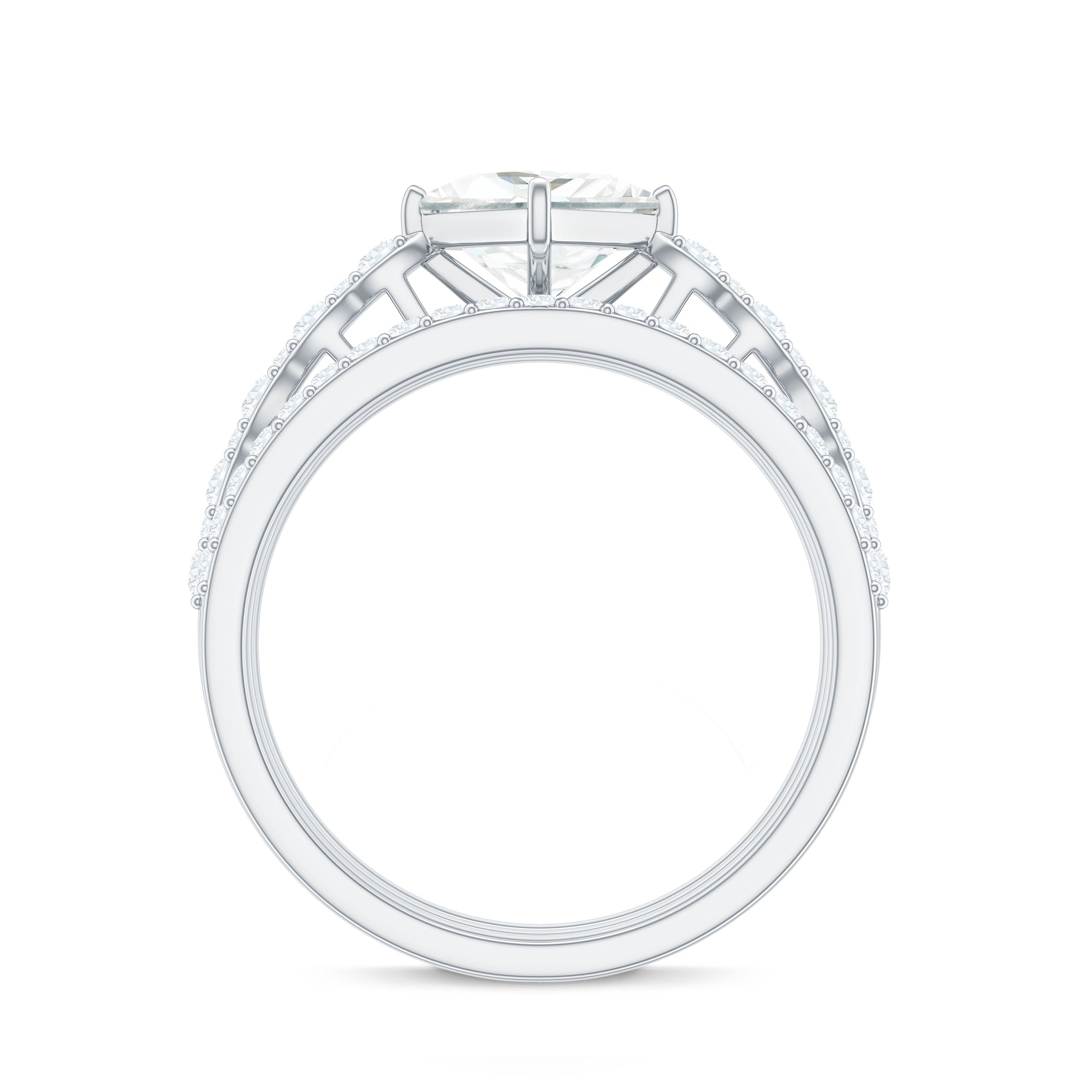 Princess Cut Moissanite 3 Piece Bridal Ring Set