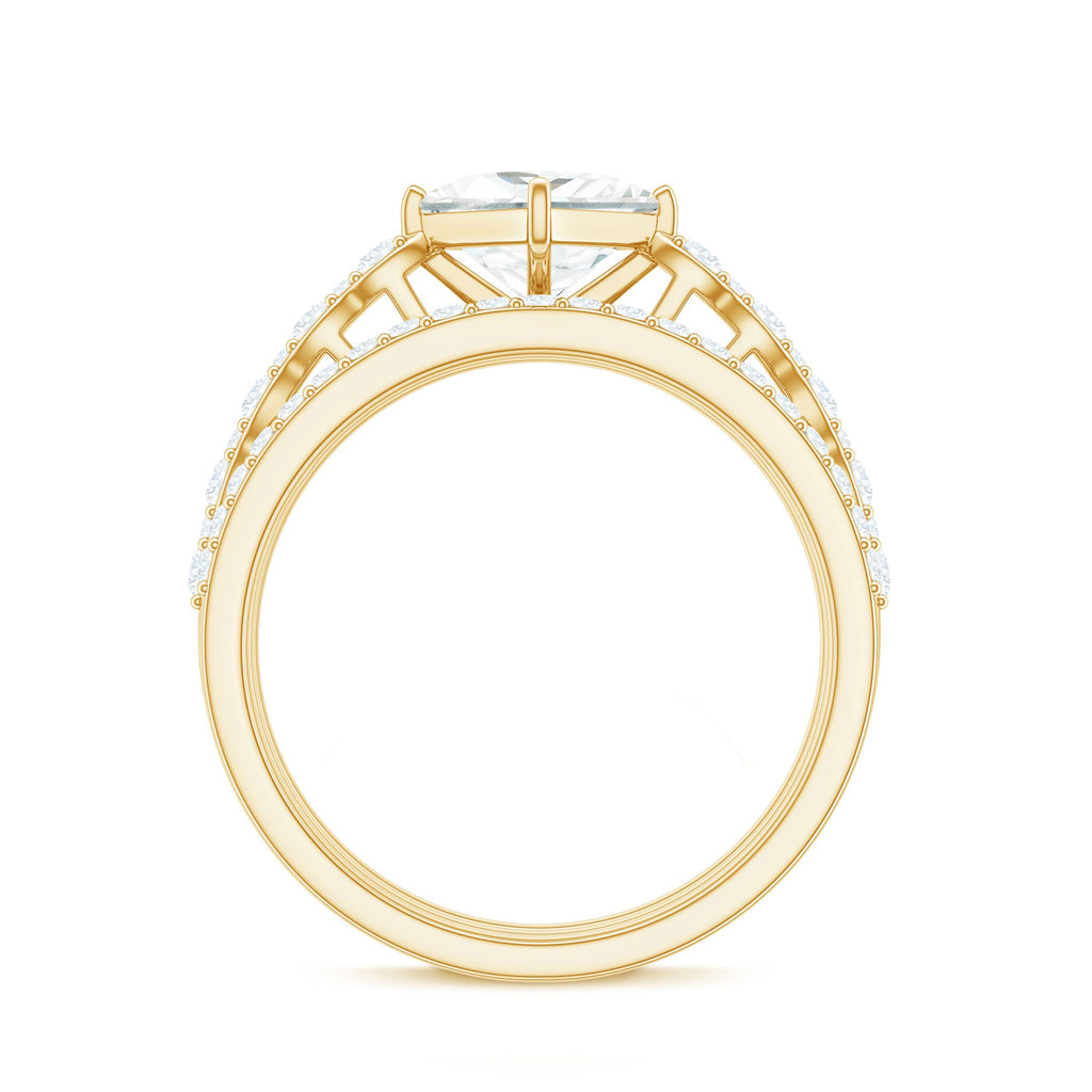 Princess Cut Moissanite 3 Piece Bridal Ring Set