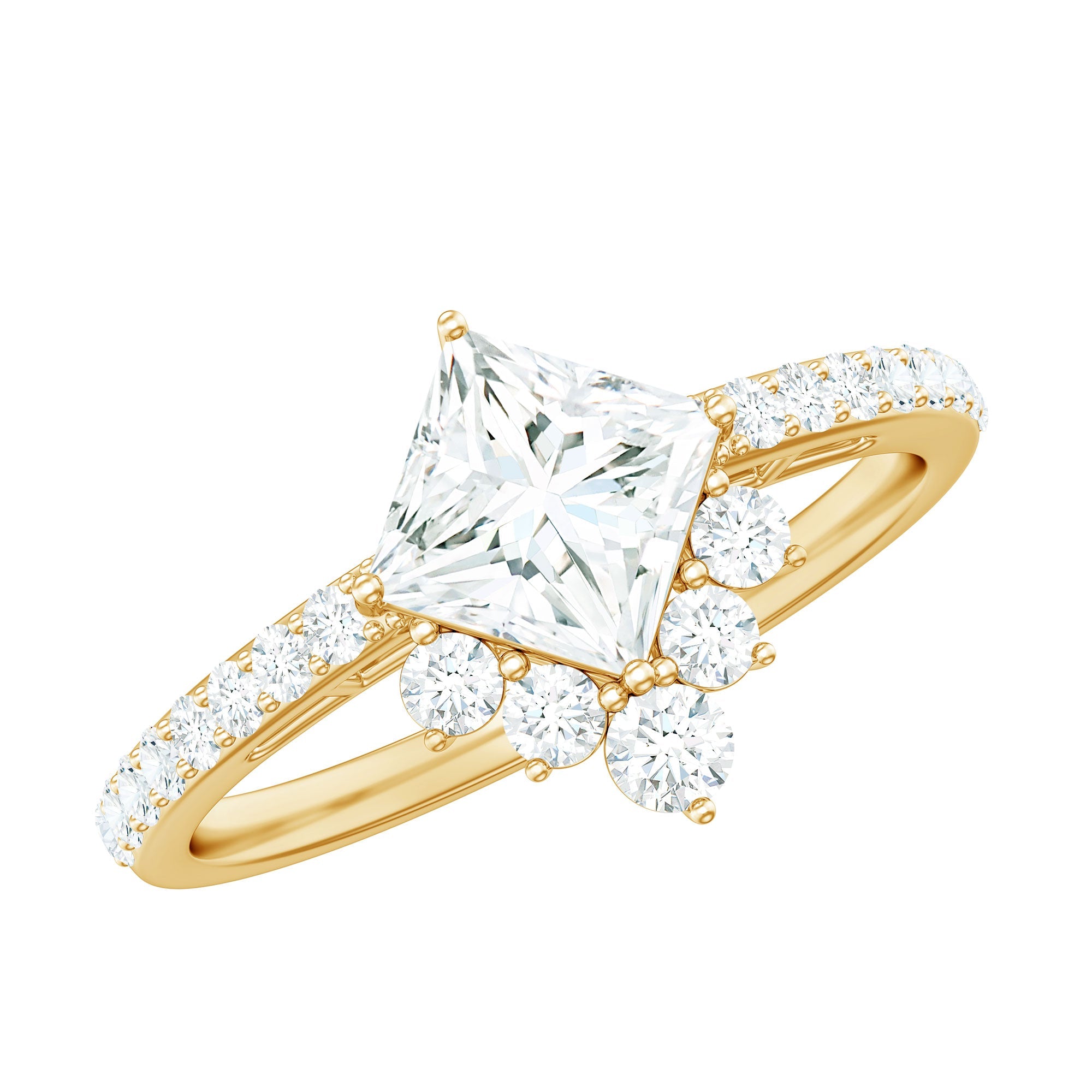 1.75 CT Princess Cut Solitaire Zircon Designer Engagement Ring