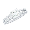 Princess Cut Zircon Double Band Engagement Ring with Side Stones