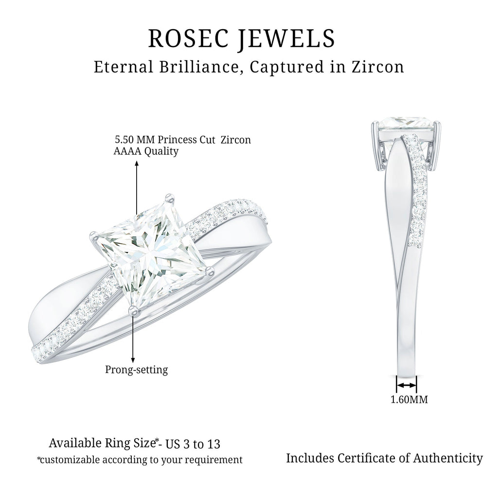 1.25 CT Princess Cut Cubic Zirconia Solitaire Engagement Ring in Gold