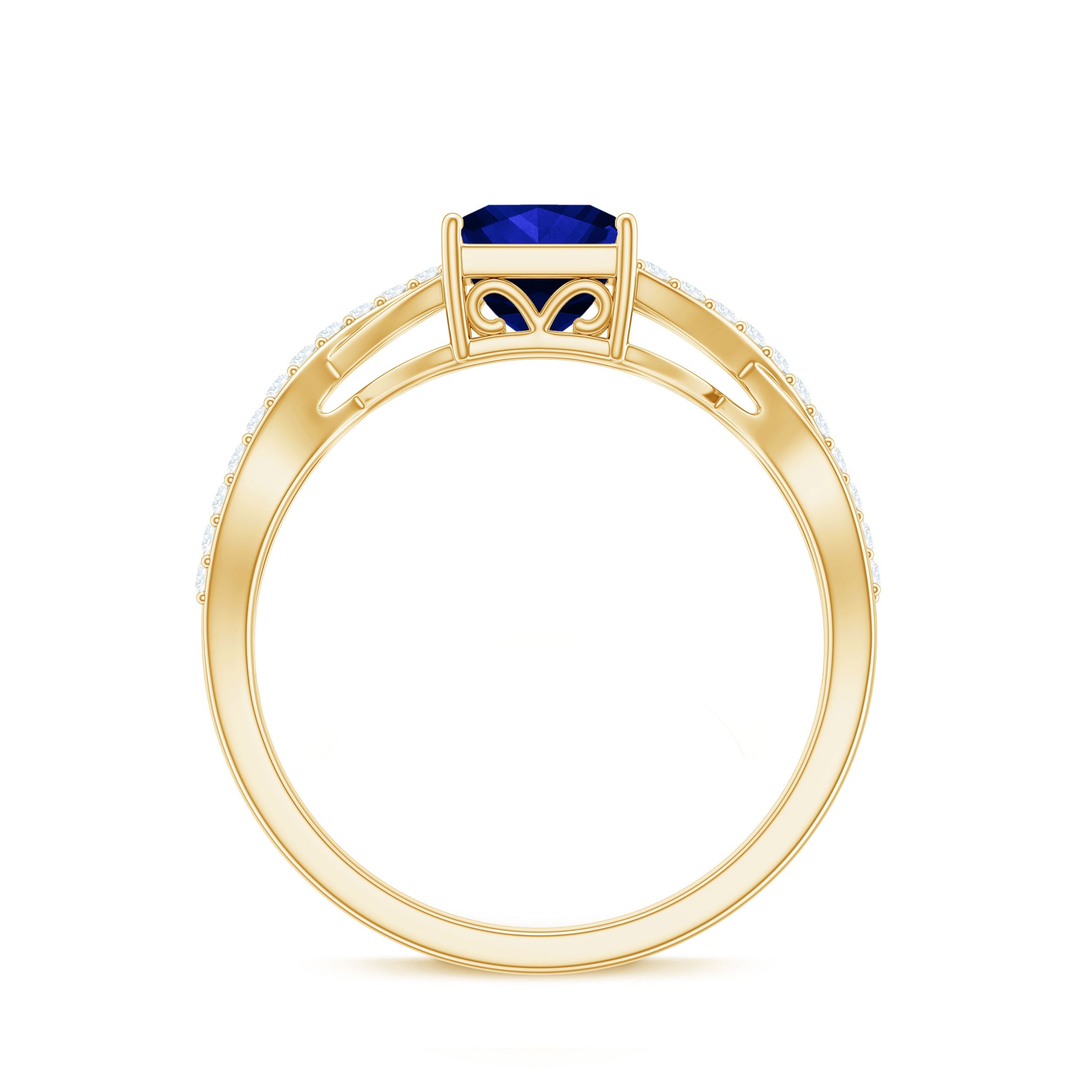 Princess Cut Solitaire Lab-Created Blue Sapphire and Diamond Ring