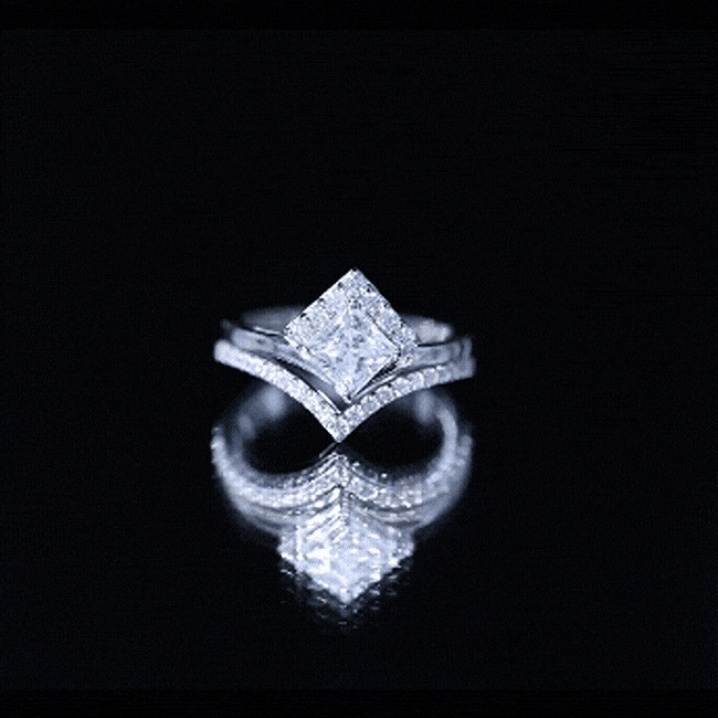 Certified Princess Cut Moissanite Wedding Ring Set
