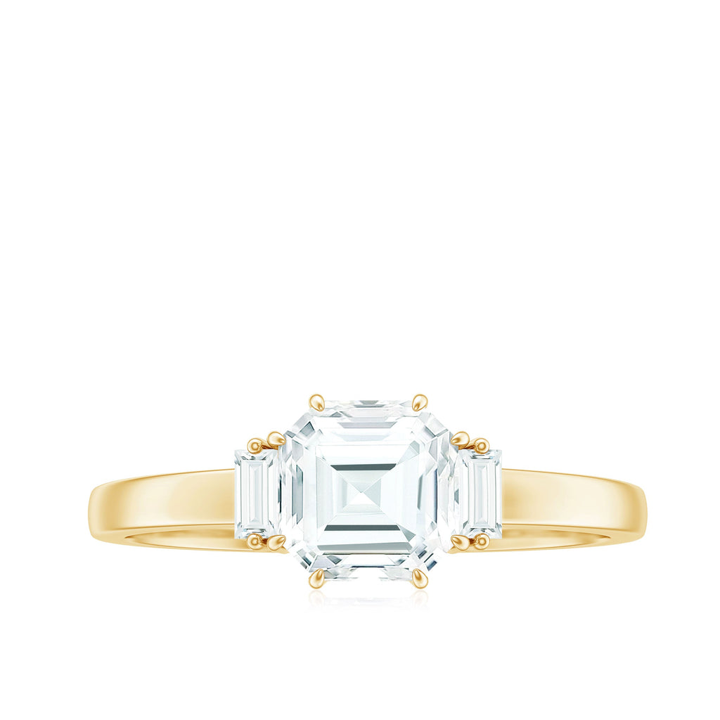 1.50 CT Asscher Cut Solitaire Zircon Engagement Ring