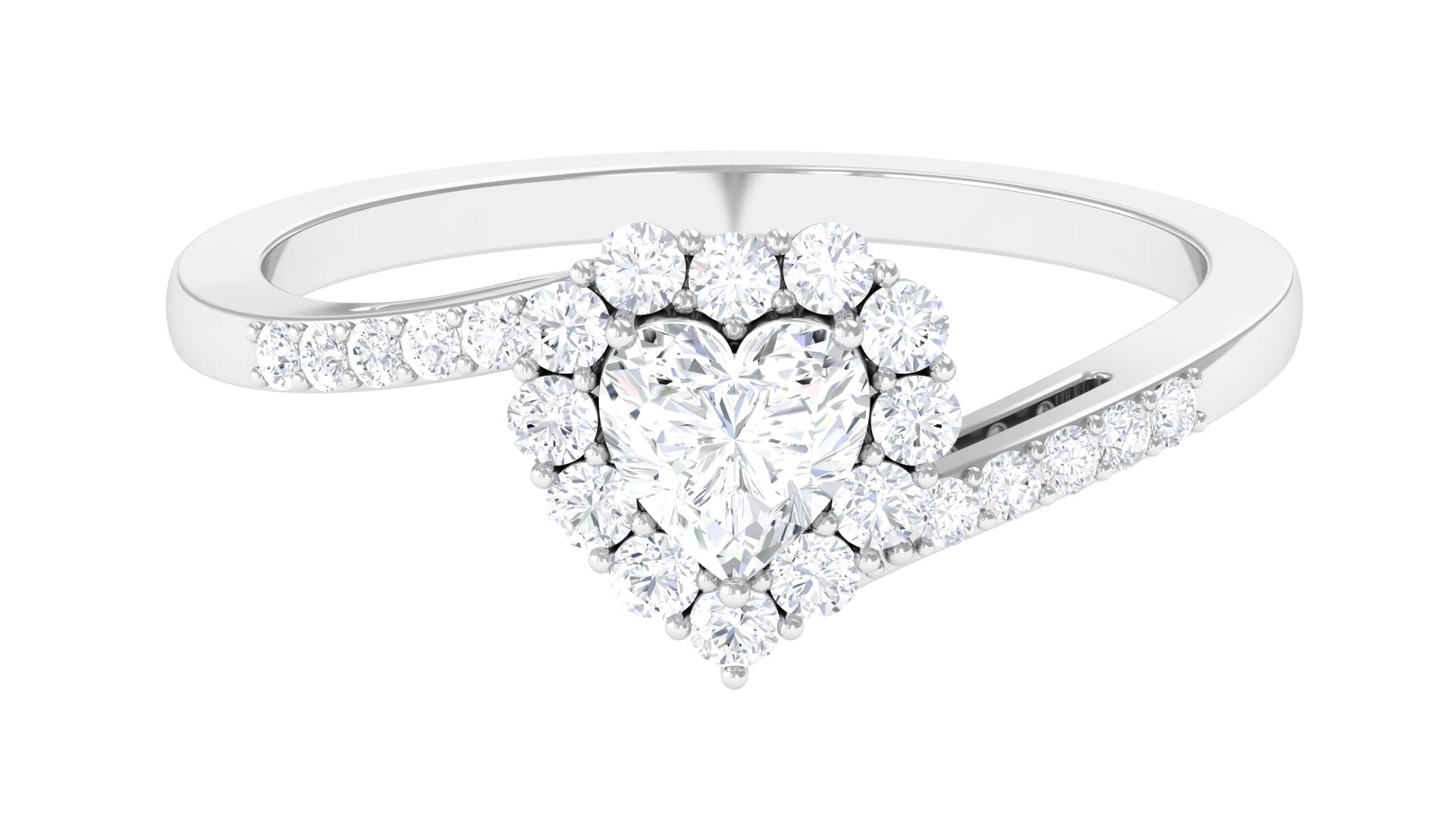 Heart Shape Cubic Zirconia Bypass Promise Ring