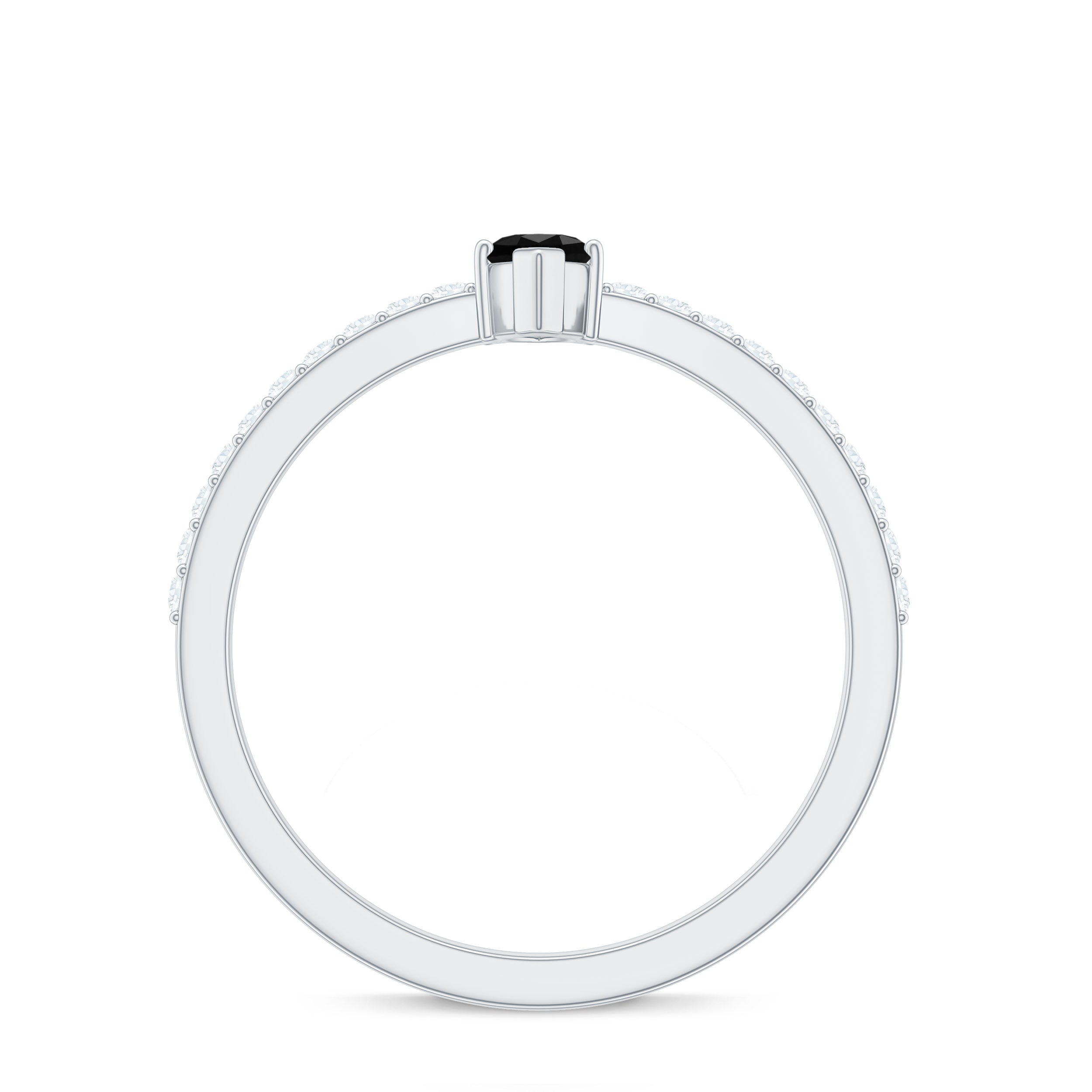 Marquise Black Spinel Diamond Promise Ring for Proposal