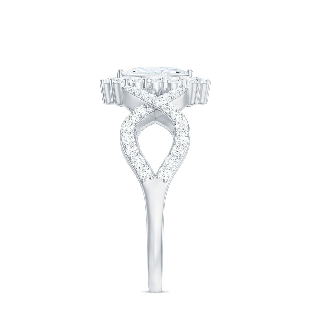 1.50 CT Marquise Cut Zircon Crossover Engagement Ring