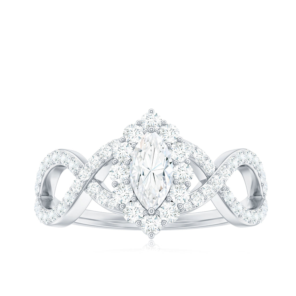 1.50 CT Marquise Cut Zircon Crossover Engagement Ring
