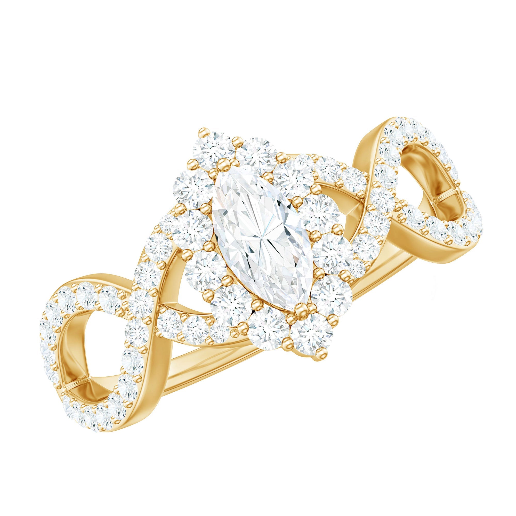 1.50 CT Marquise Cut Zircon Crossover Engagement Ring