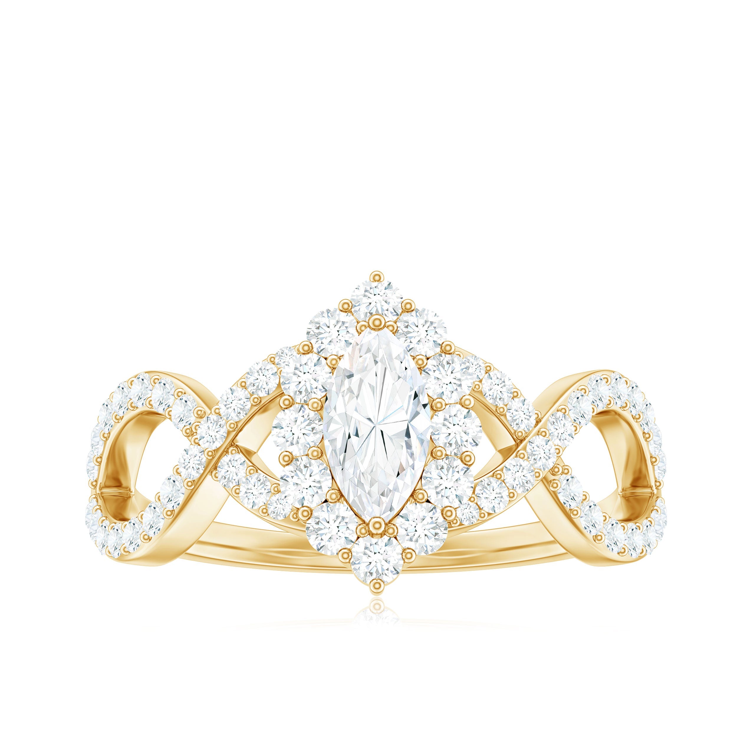 1.50 CT Marquise Cut Zircon Crossover Engagement Ring