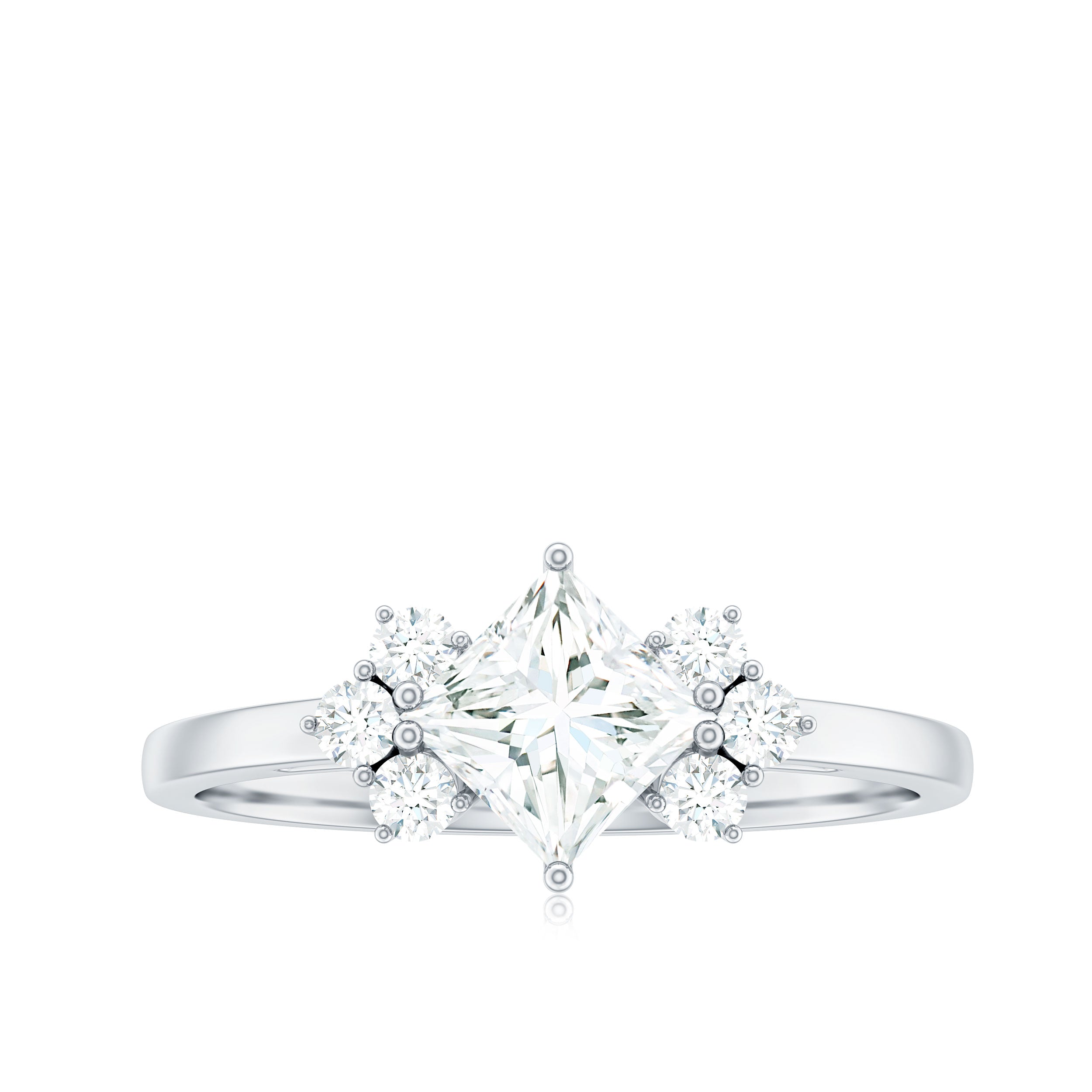 1 CT Princess Cut Cubic Zirconia Engagement Ring in Prong Setting