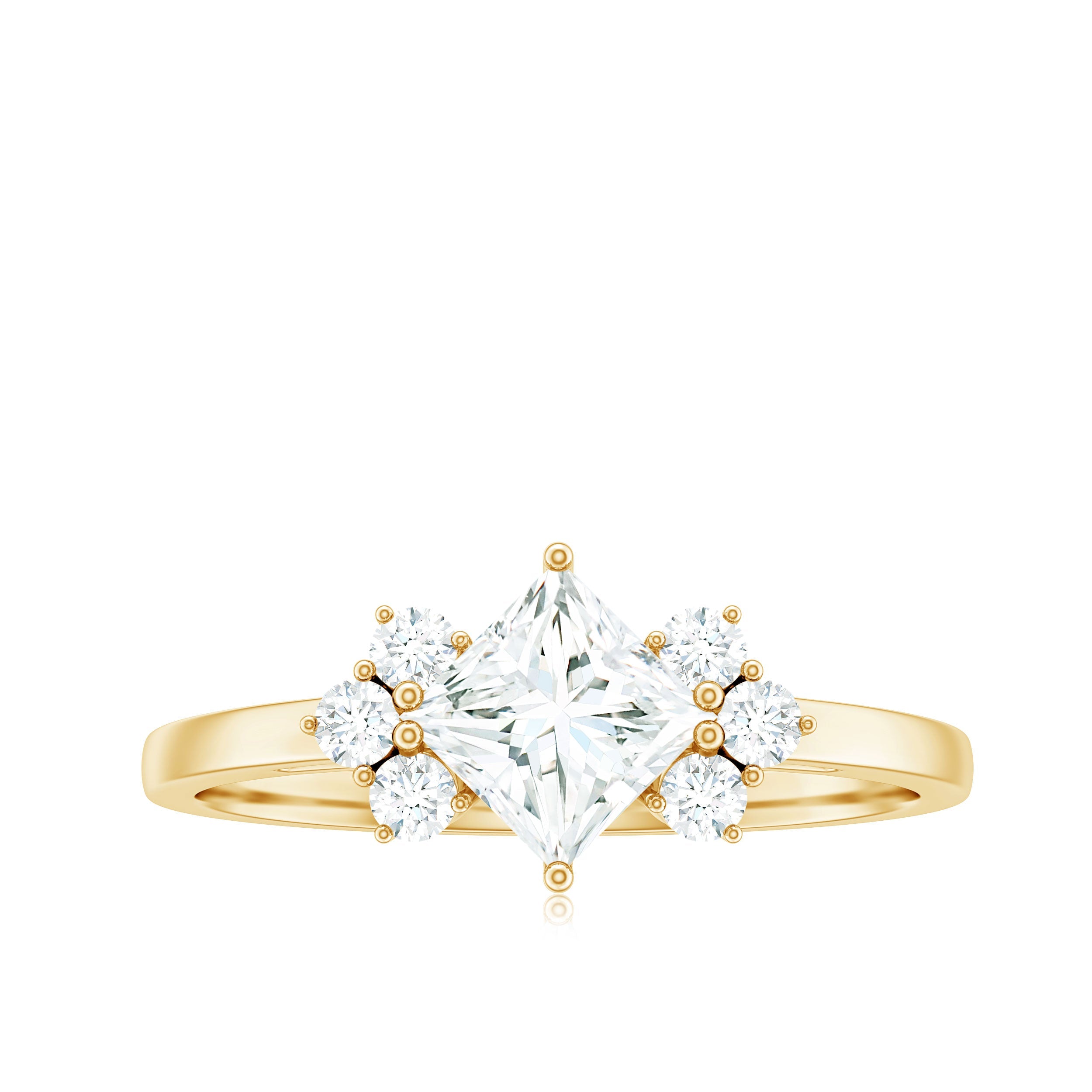 1 CT Princess Cut Cubic Zirconia Engagement Ring in Prong Setting