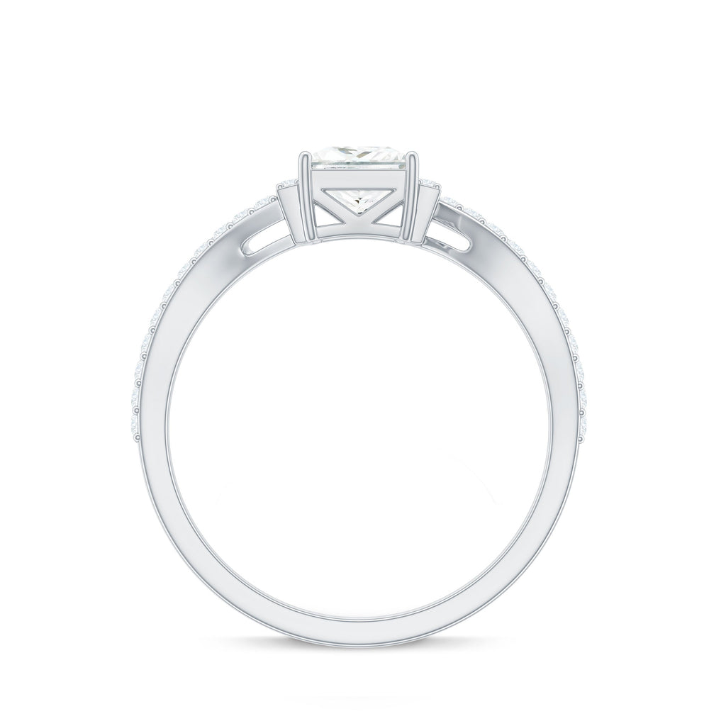 Princess Cut Moissanite Bypass Engagement Ring for Women