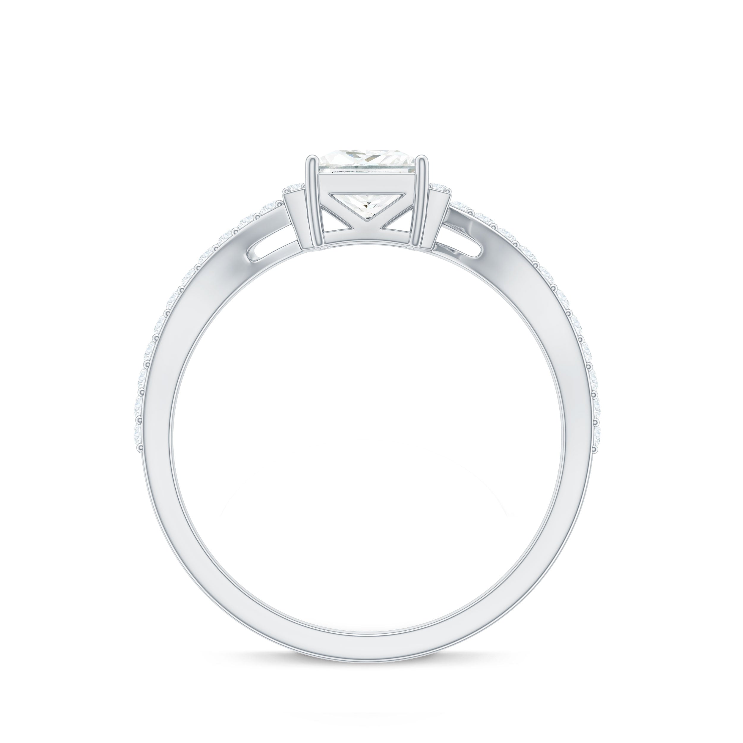 Princess Cut Moissanite Bypass Engagement Ring for Women