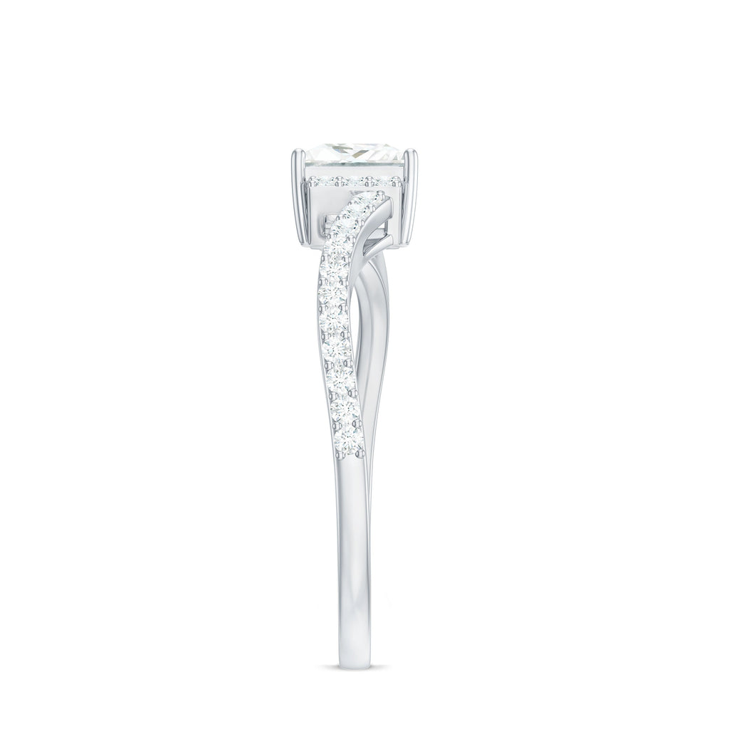 Princess Cut Moissanite Bypass Engagement Ring for Women