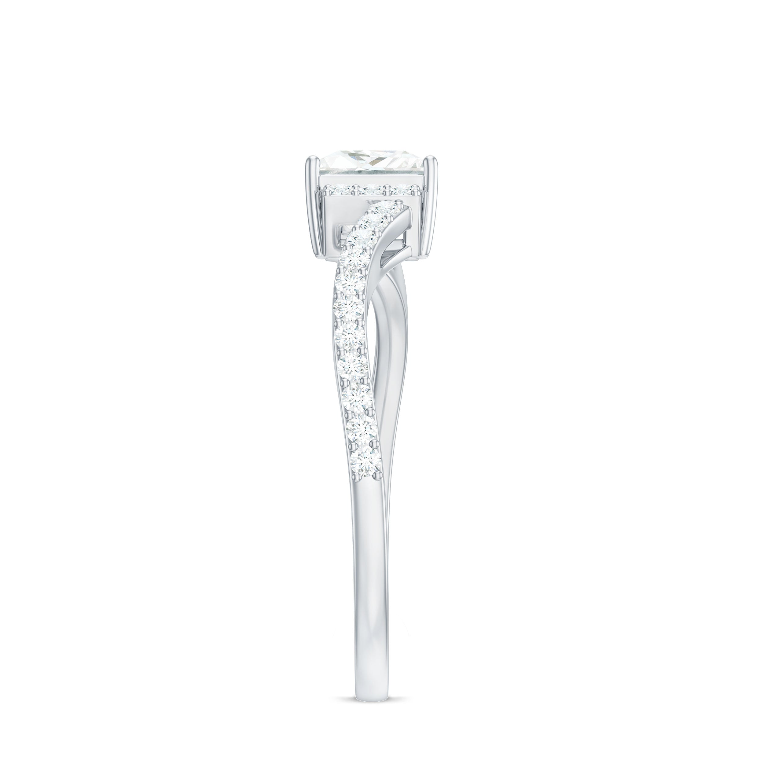 Princess Cut Moissanite Bypass Engagement Ring for Women