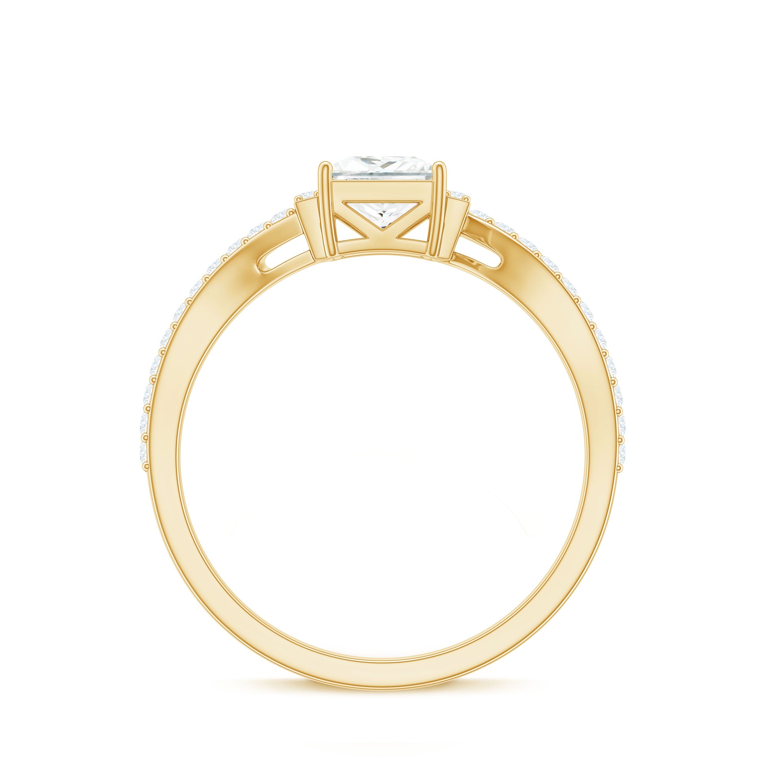 Princess Cut Moissanite Bypass Engagement Ring for Women