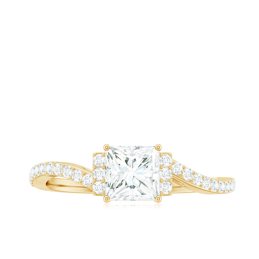 Princess Cut Moissanite Bypass Engagement Ring for Women