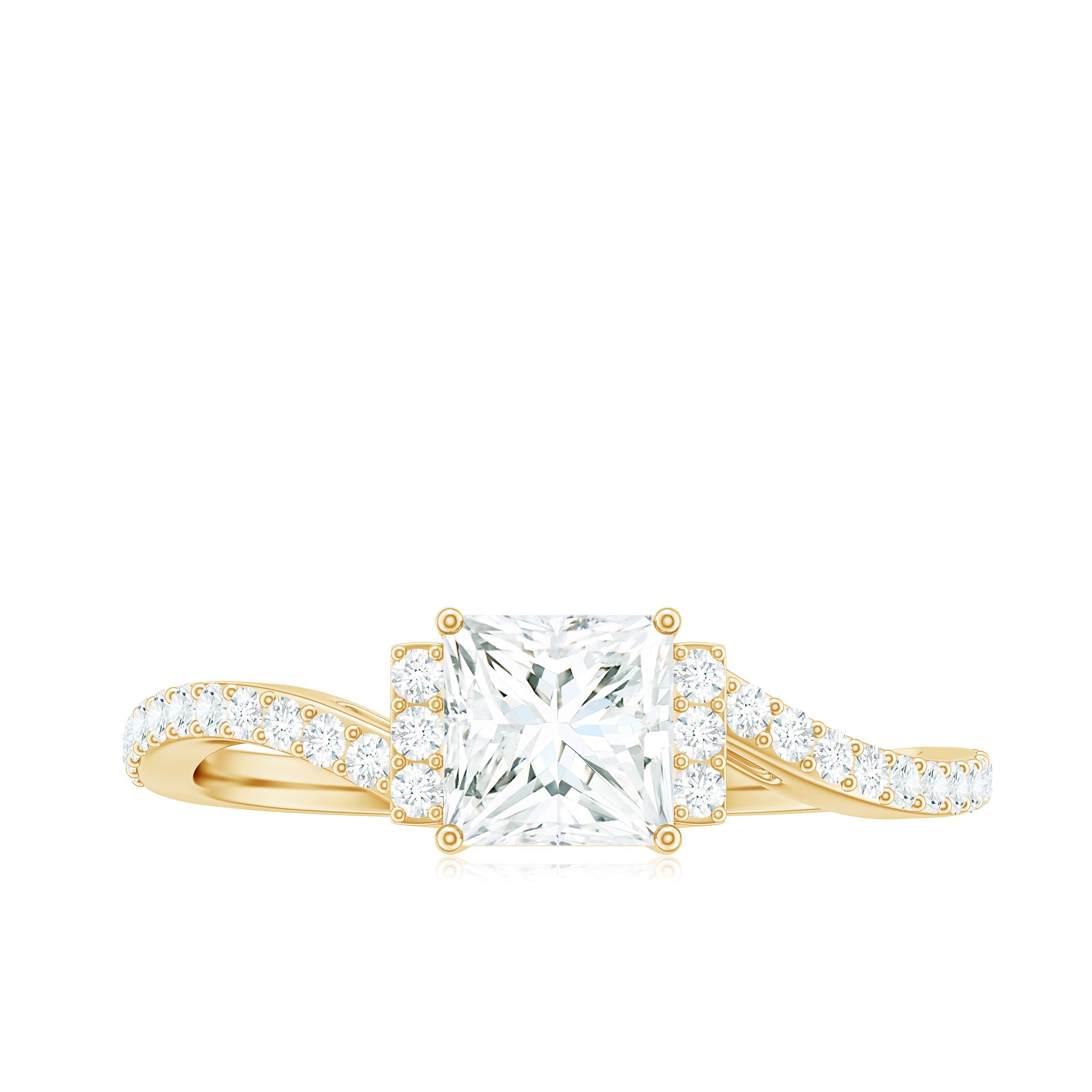 Princess Cut Moissanite Bypass Engagement Ring for Women
