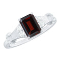 Real 6X8mm Garnet Designer Engagement Ring with Diamond