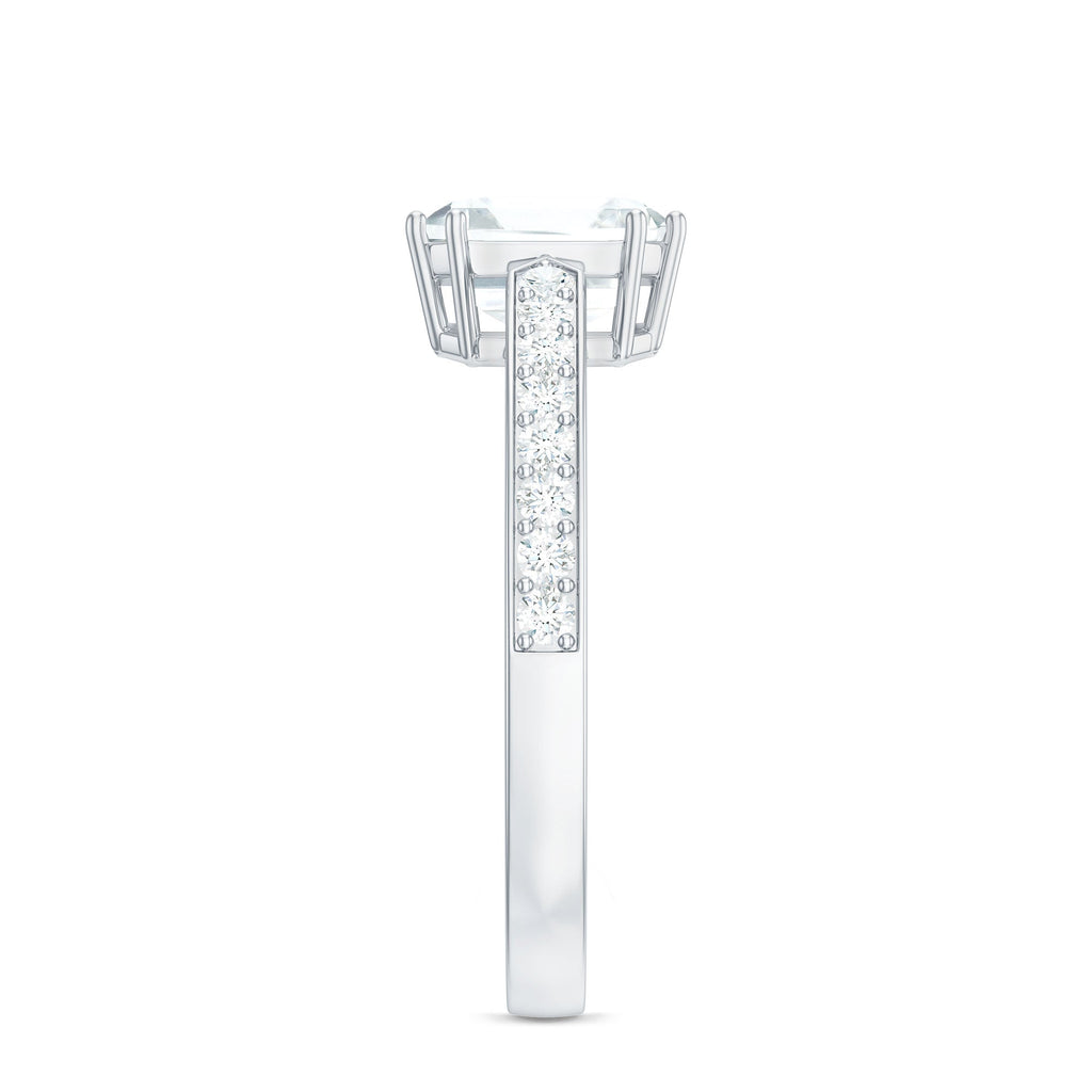 2.50 CT Asscher Cut Solitaire Zircon Engagement Ring