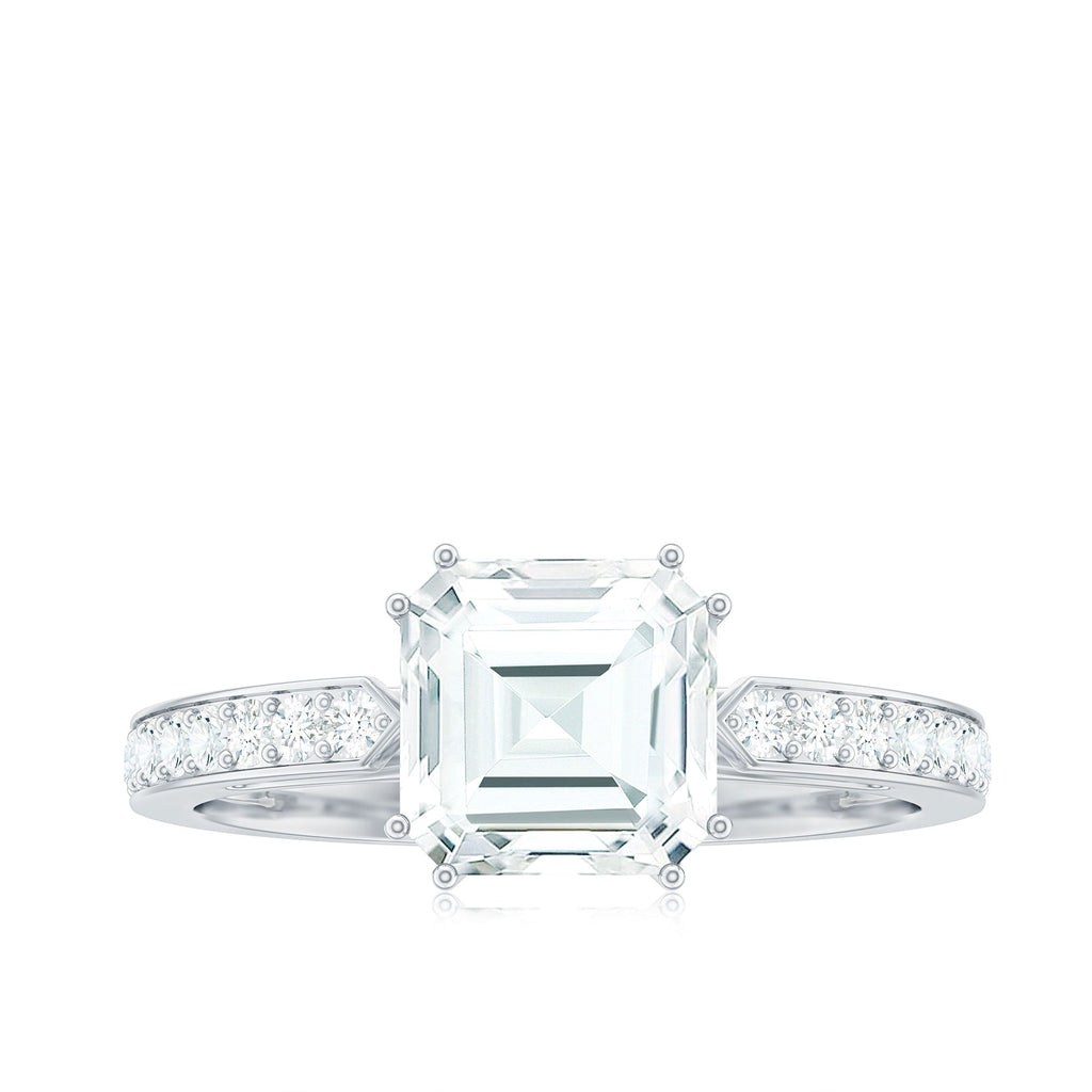 2.50 CT Asscher Cut Solitaire Zircon Engagement Ring