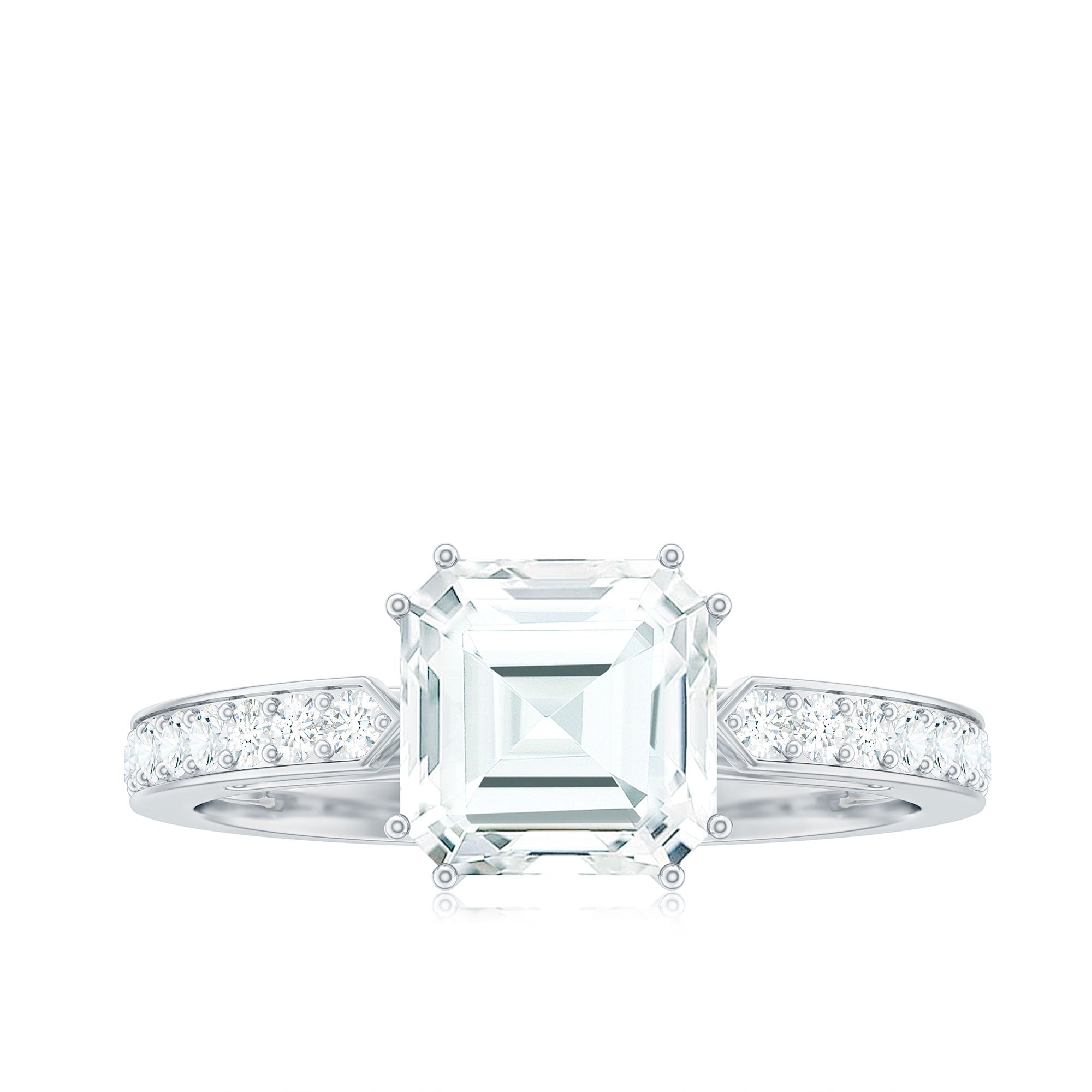 2.50 CT Asscher Cut Solitaire Zircon Engagement Ring