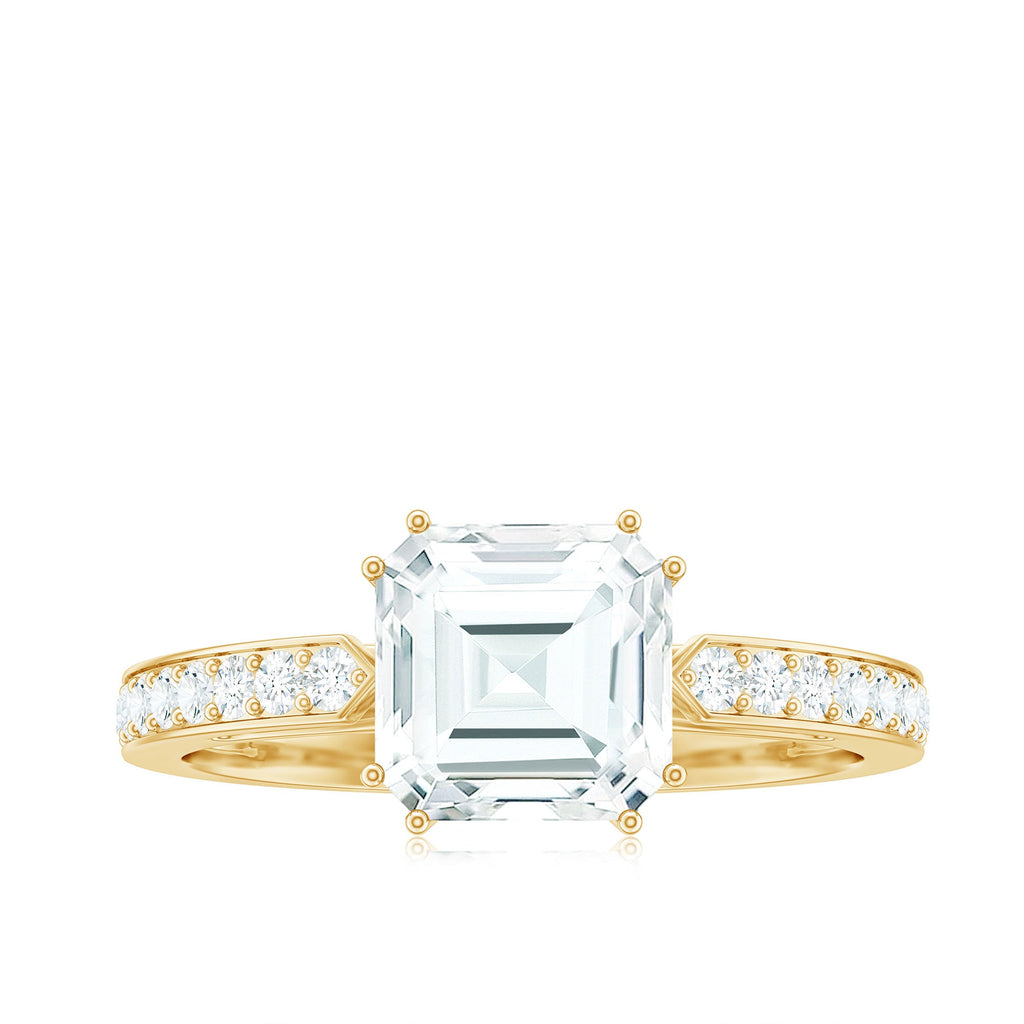 2.50 CT Asscher Cut Solitaire Zircon Engagement Ring
