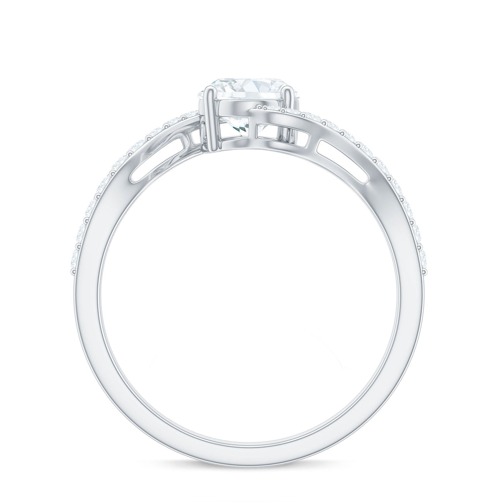 1 Carat Moissanite Oval Engagement Ring with Bypass Shank