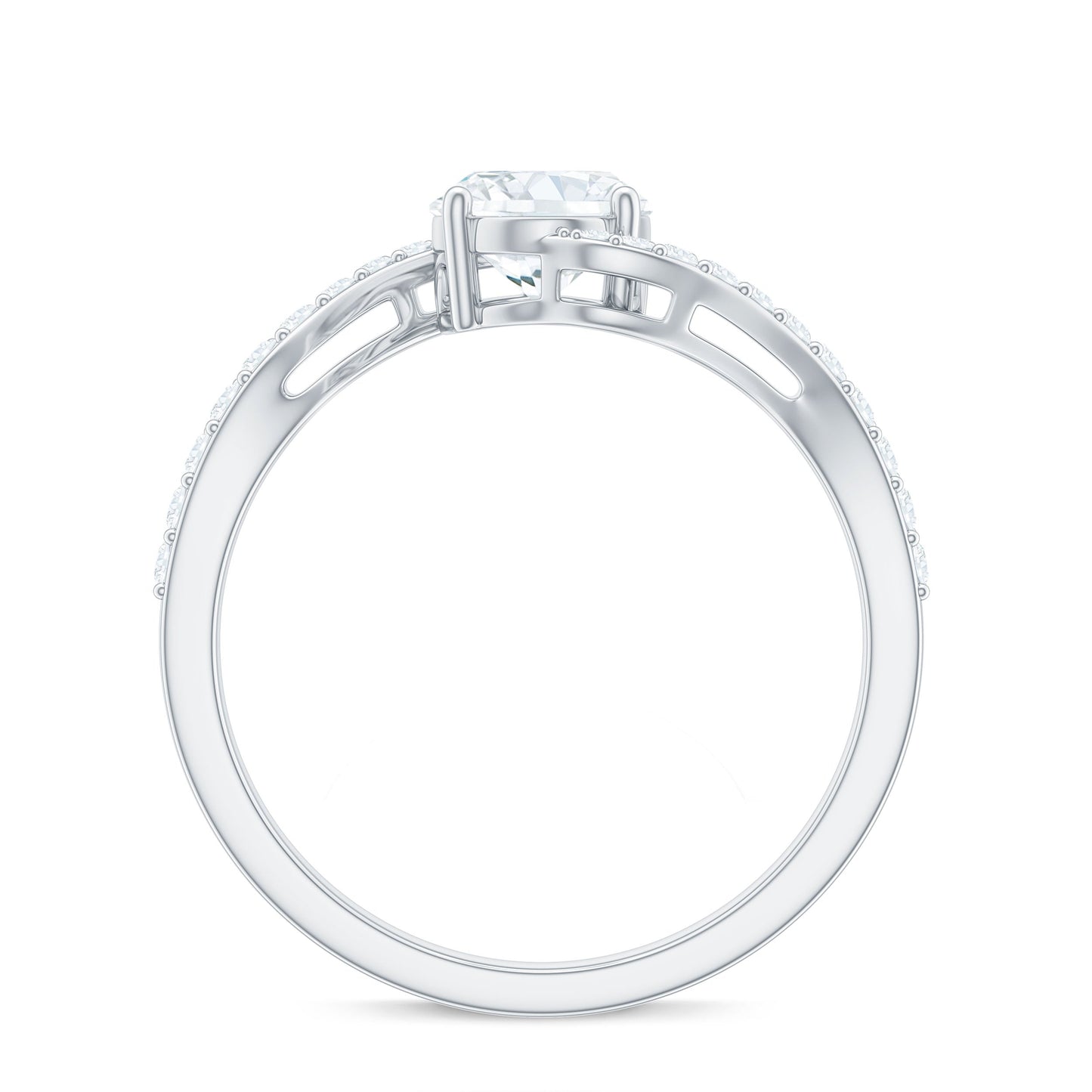 1 Carat Moissanite Oval Engagement Ring with Bypass Shank