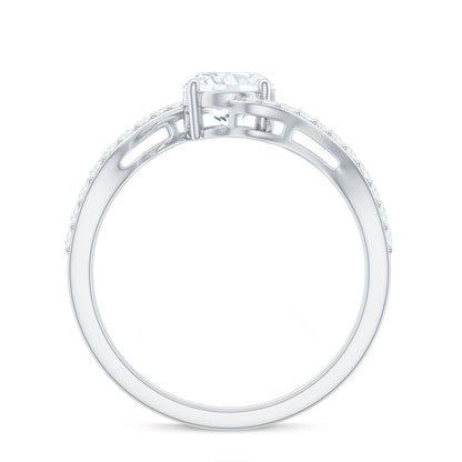 1 Carat Moissanite Oval Engagement Ring with Bypass Shank