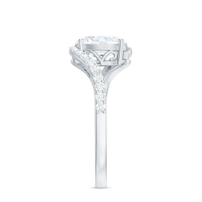 1 Carat Moissanite Oval Engagement Ring with Bypass Shank