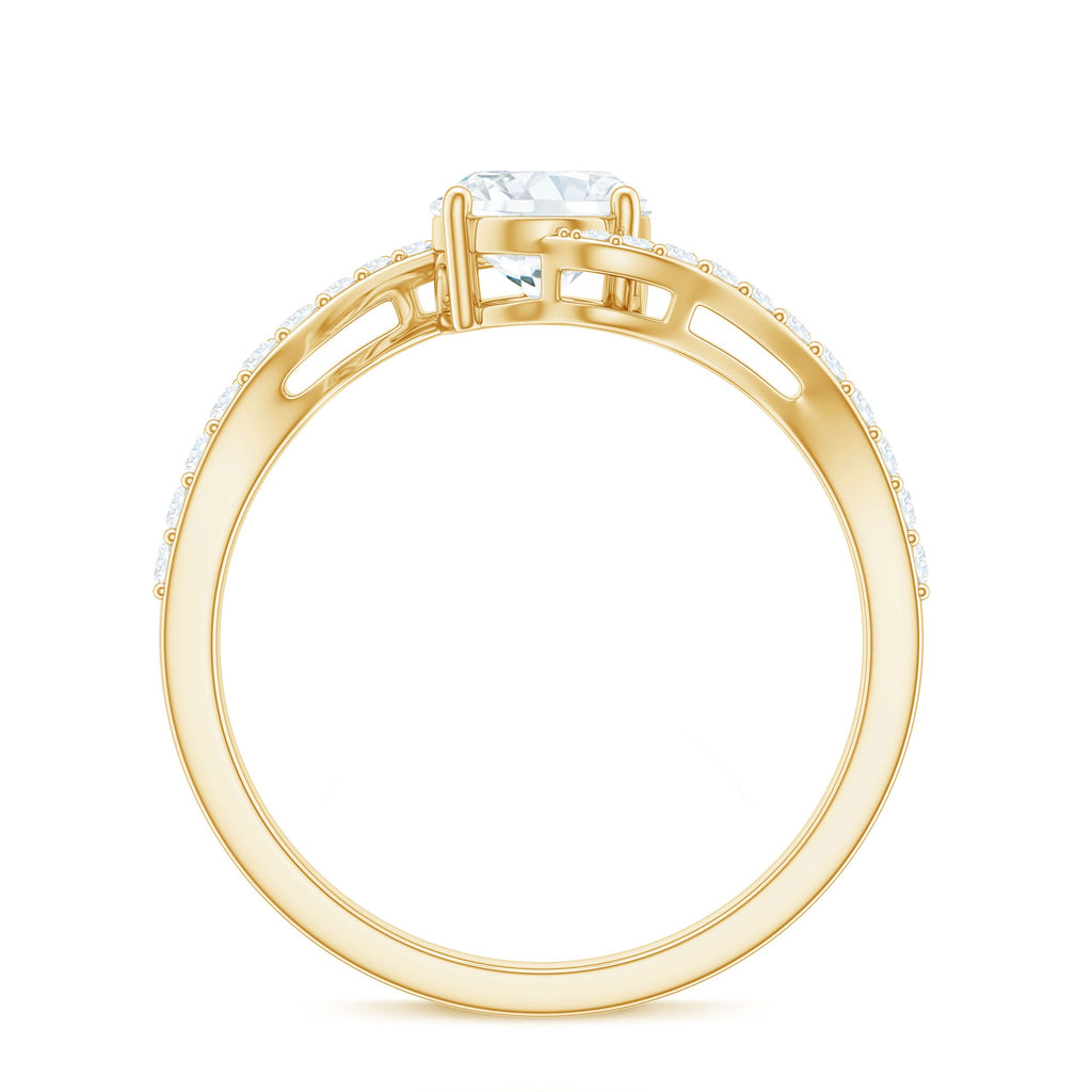1 Carat Moissanite Oval Engagement Ring with Bypass Shank