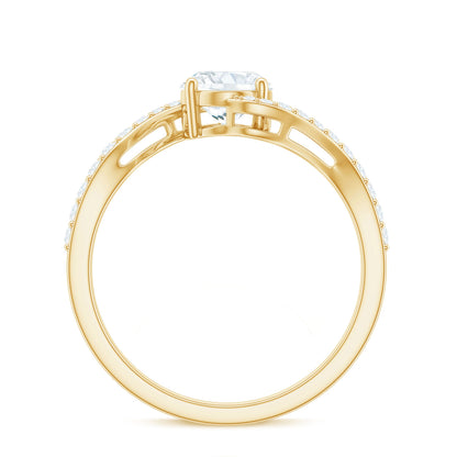 1 Carat Moissanite Oval Engagement Ring with Bypass Shank