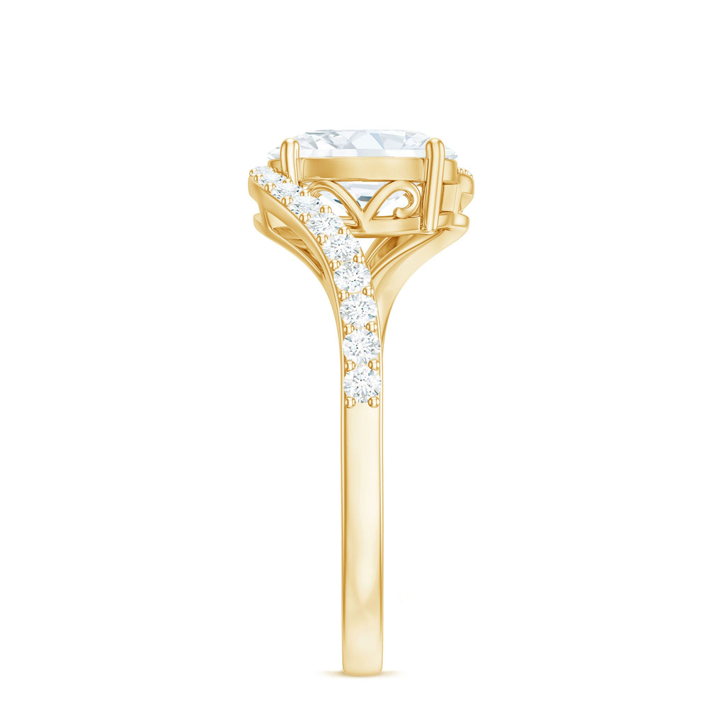 1 Carat Moissanite Oval Engagement Ring with Bypass Shank
