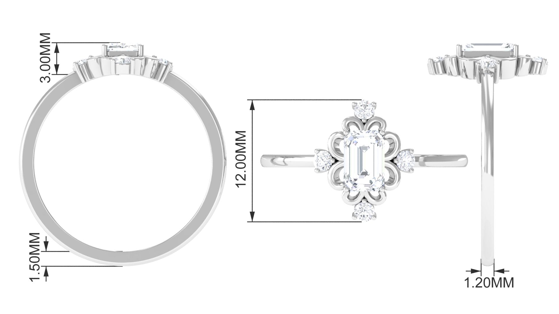 1 CT Solitaire Zircon Vintage Engagement Ring in Gold