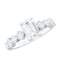2 CT Octagon Cut Zircon Engagement Ring with Side Stones