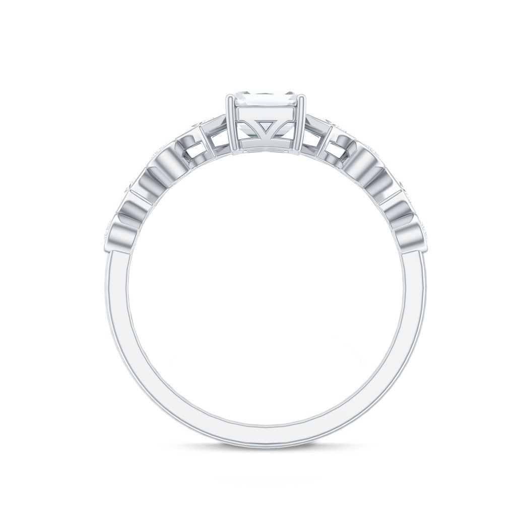 2 CT Octagon Cut Zircon Engagement Ring with Side Stones