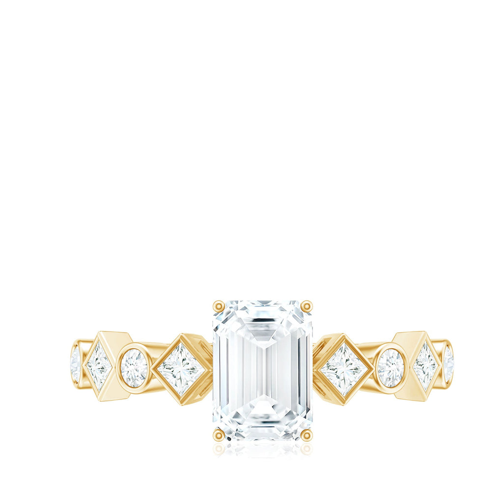 2 CT Octagon Cut Zircon Engagement Ring with Side Stones