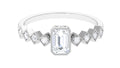1 CT Octagon Cut Zircon Engagement Ring with Side Stones