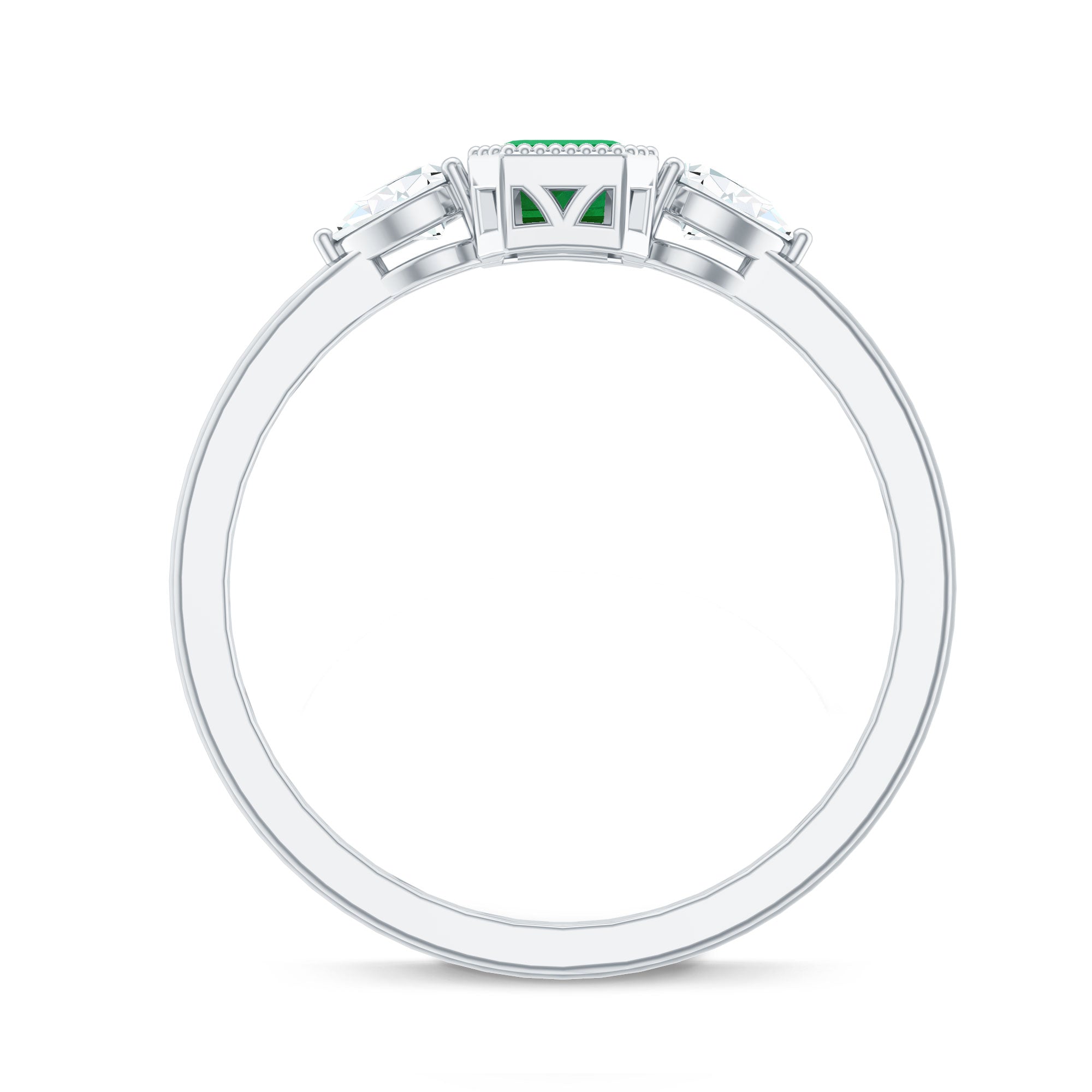 Emerald 3  Stone Ring with Diamond