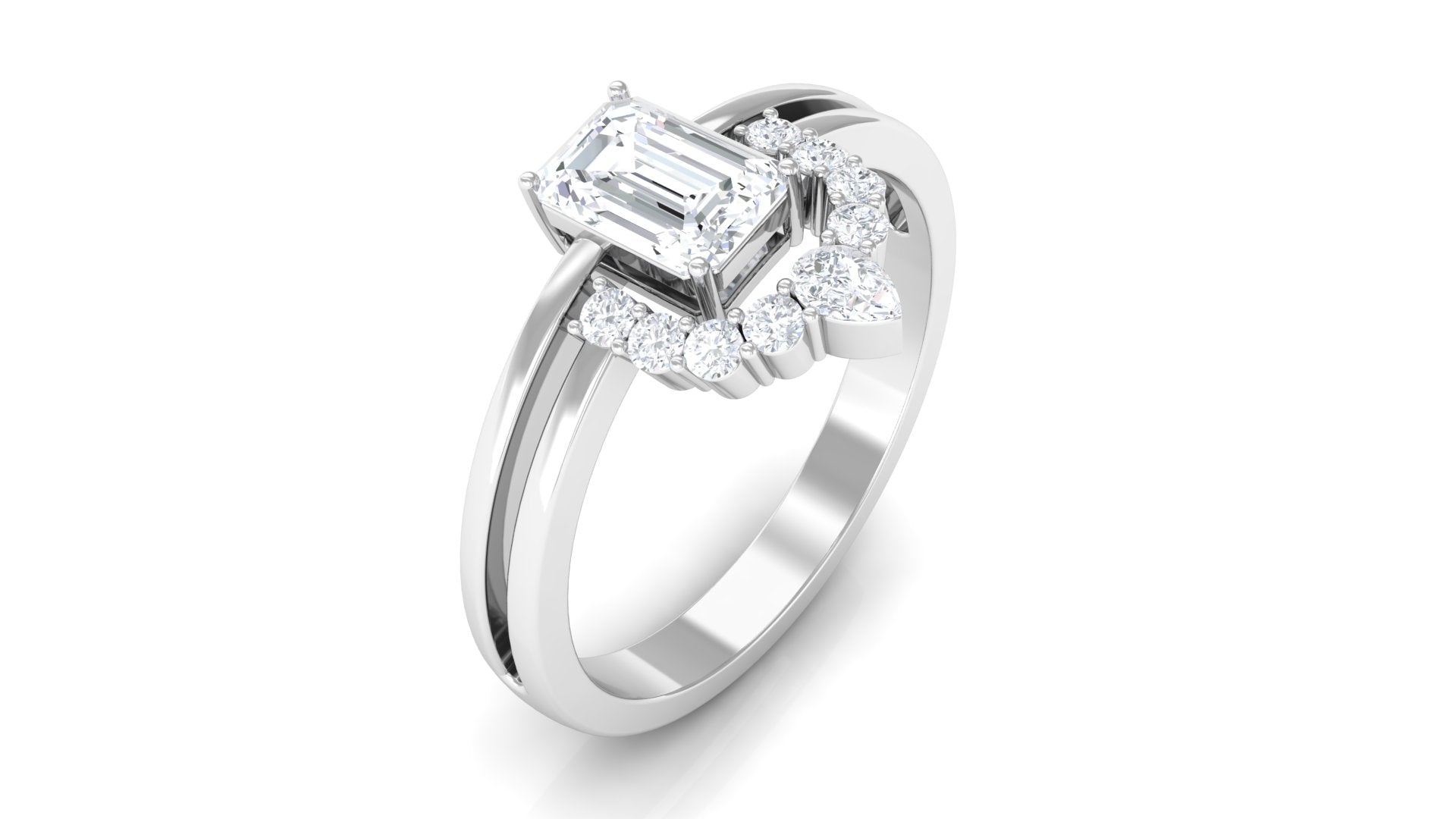 1 CT Octagon Cut Zircon Double Band Engagement Ring