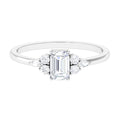 1 CT Octagon Cut Cubic Zirconia Engagement Ring with Trio
