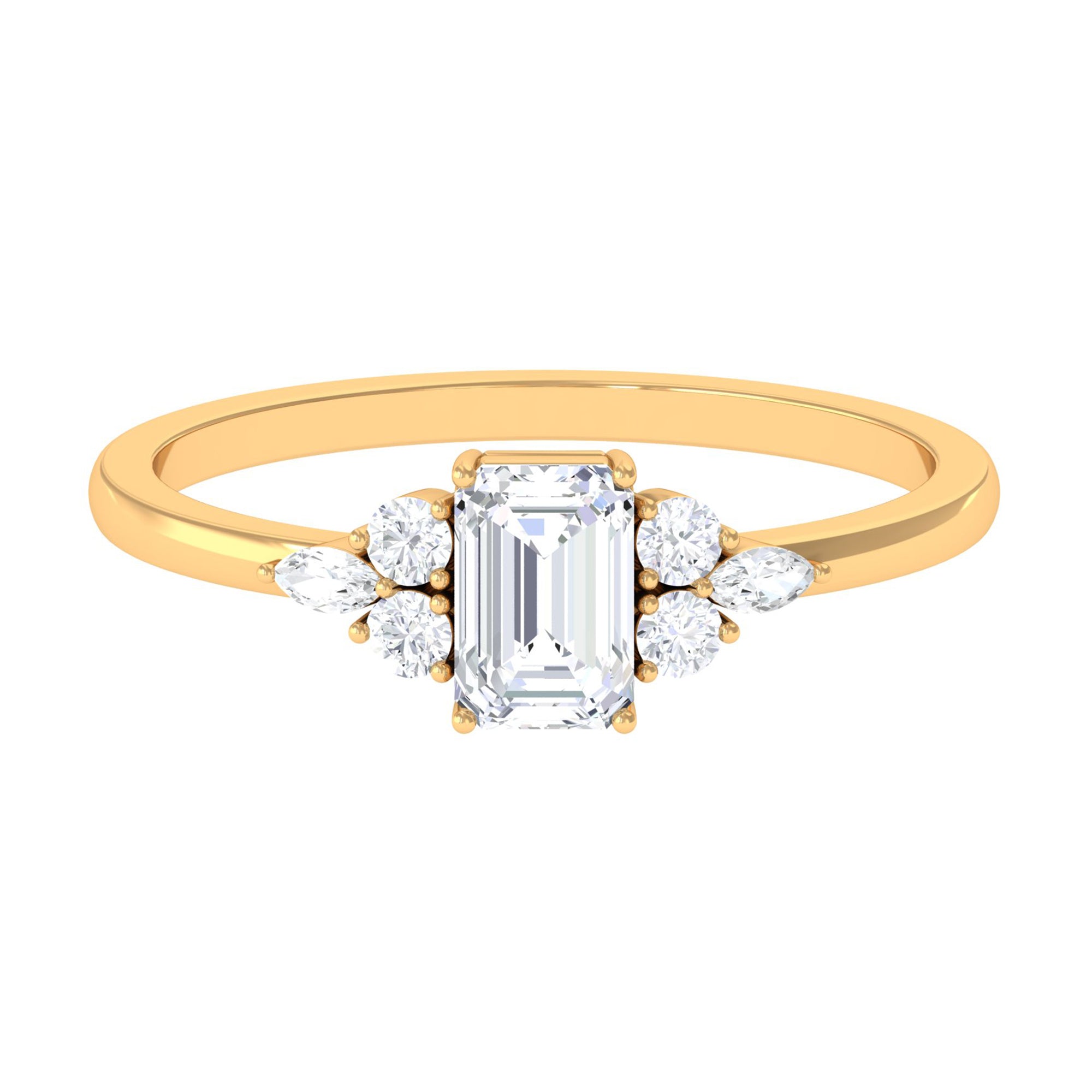 1 CT Octagon Cut Cubic Zirconia Engagement Ring with Trio