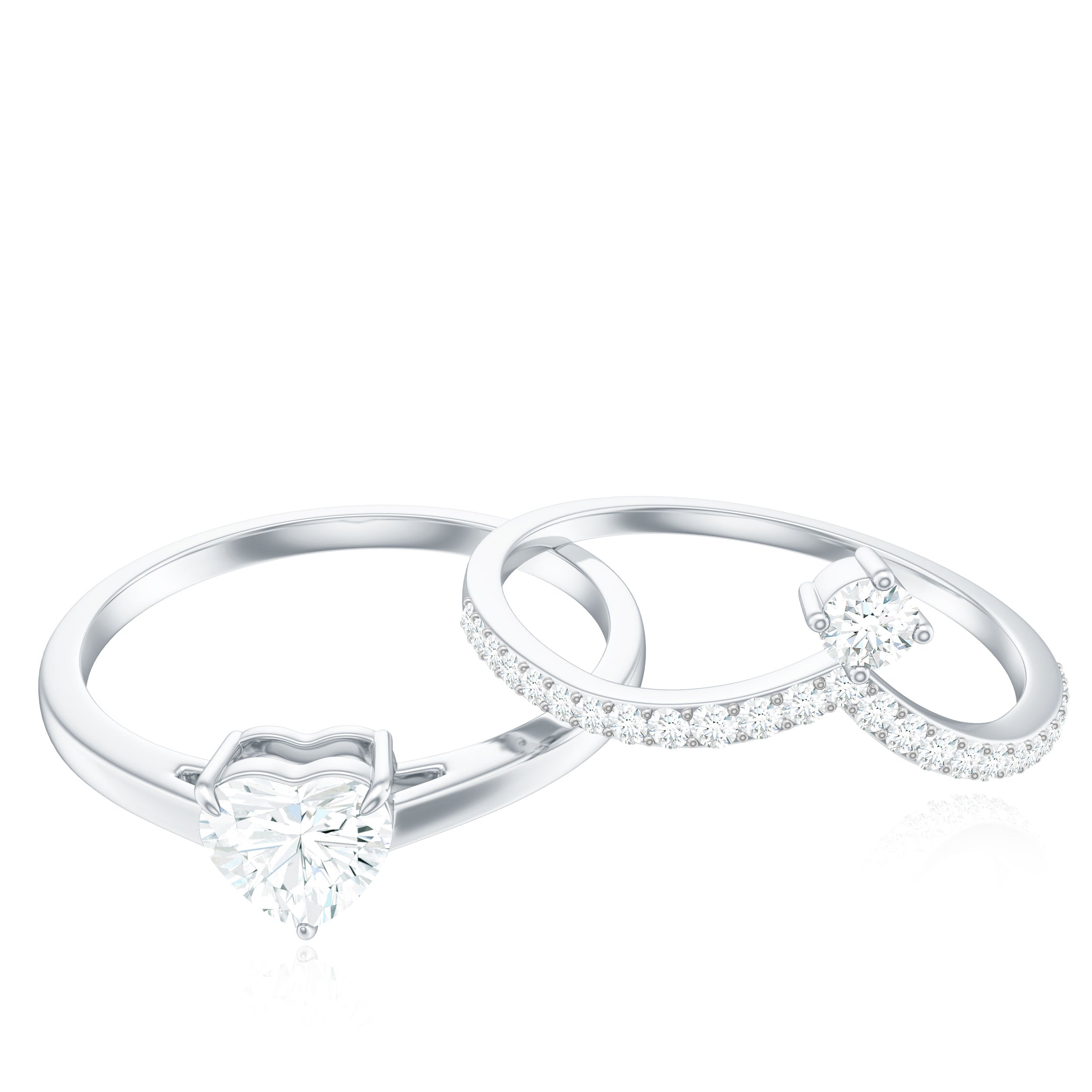 1 CT Heart Shape Cubic Zirconia Wedding Ring Set in Gold
