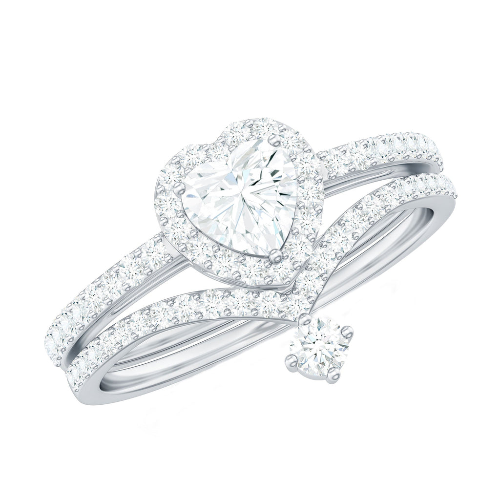 Certified Moissanite Heart Wedding Ring Set for Women