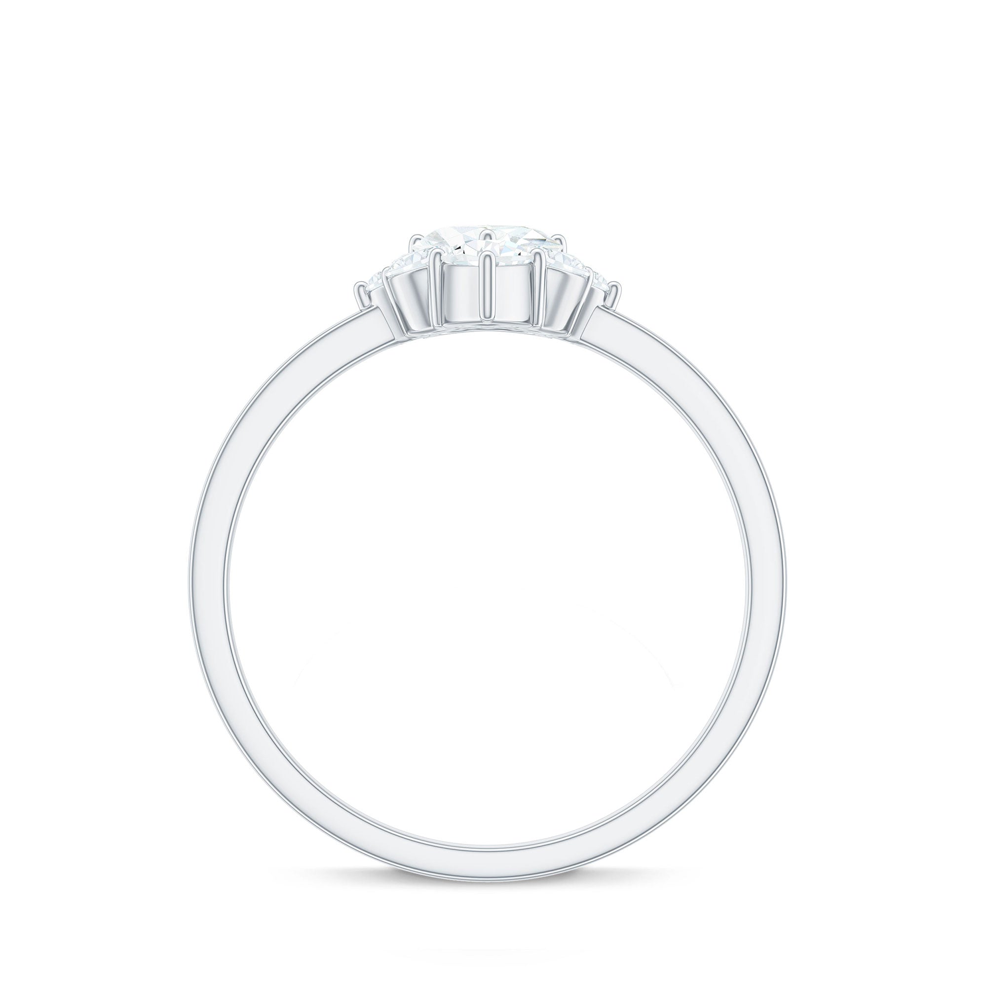 1 CT Cubic Zirconia Heart Engagement Ring with Side Stones